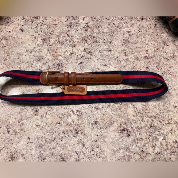 Coach Torino blue wool and leather belt - Picture 4 of 5